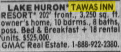 Tawas Motel (Tawas Inn) - For Sale July 2000